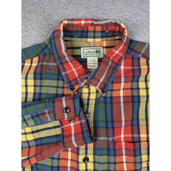 L.L. Bean medium flannel‎ mens colorful long sleeve button down - Picture 1 of 6